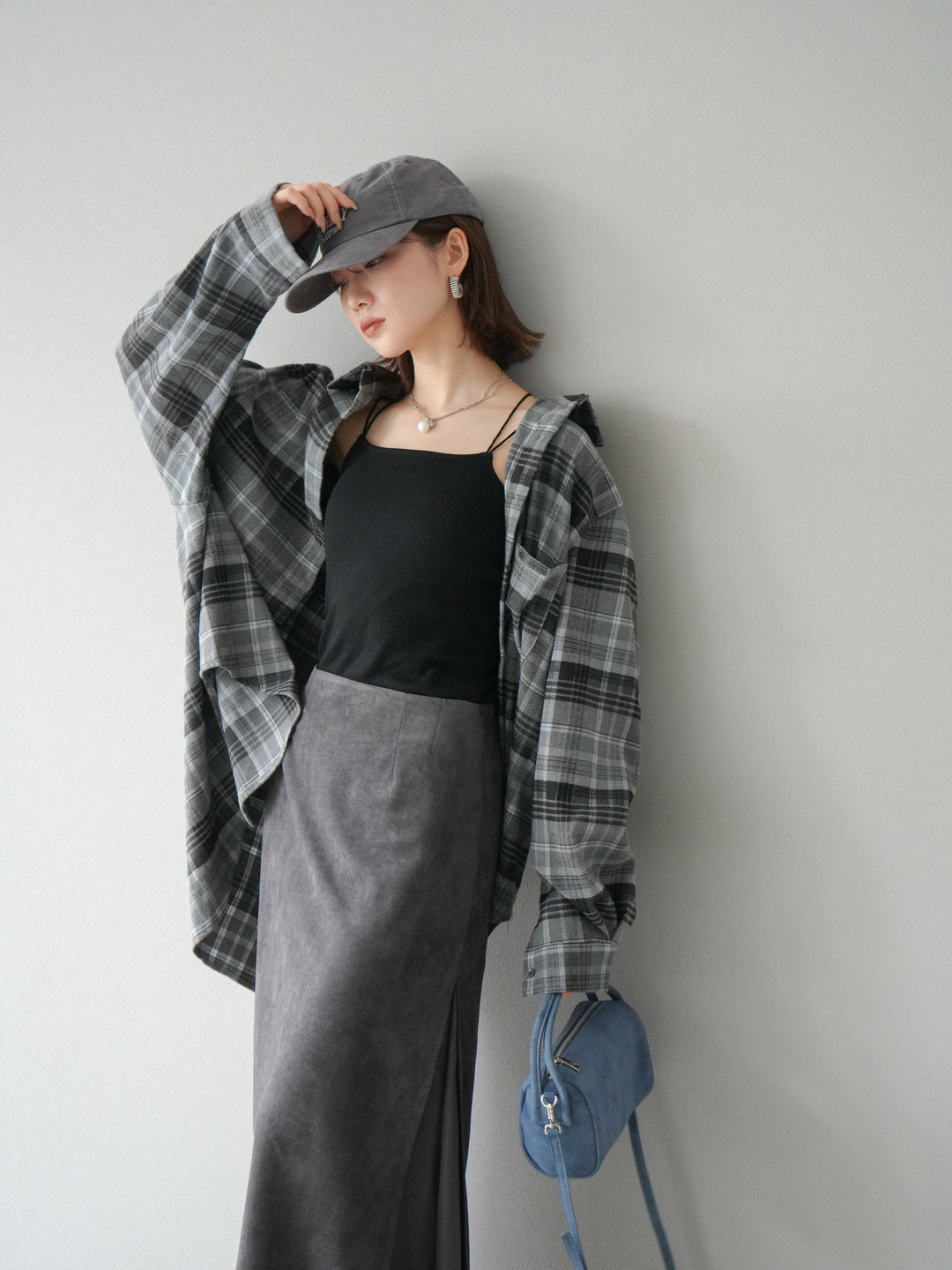 [予約]起毛チェックオーバーシャツ/グレー