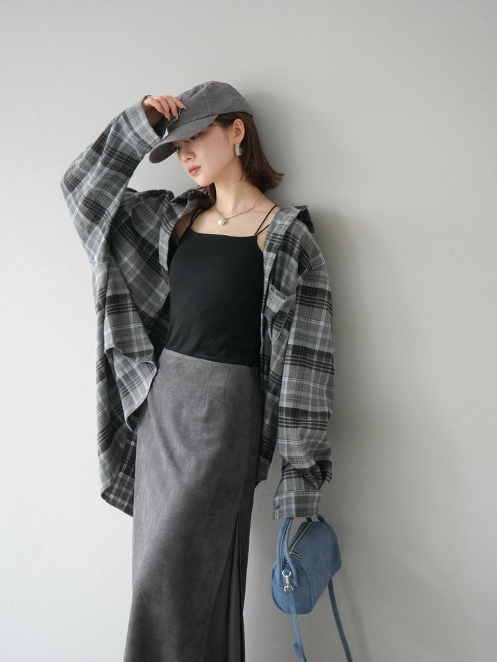 [予約]起毛チェックオーバーシャツ/グレー