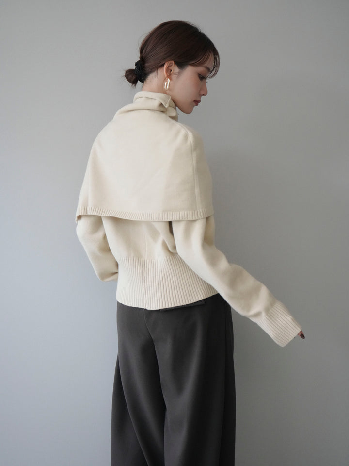 [予約]フロントスリットネックアンサンブルニット/ivory