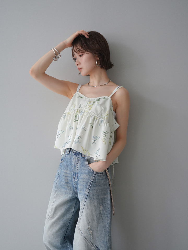 [SET]フラワープリントキャミソール+フラワープリントキャミソール(2set)