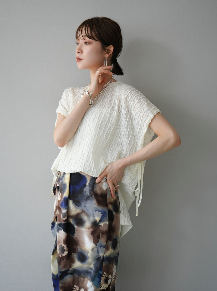 [Pre-order] Arm shirring sheer design mellow pullover/ivory