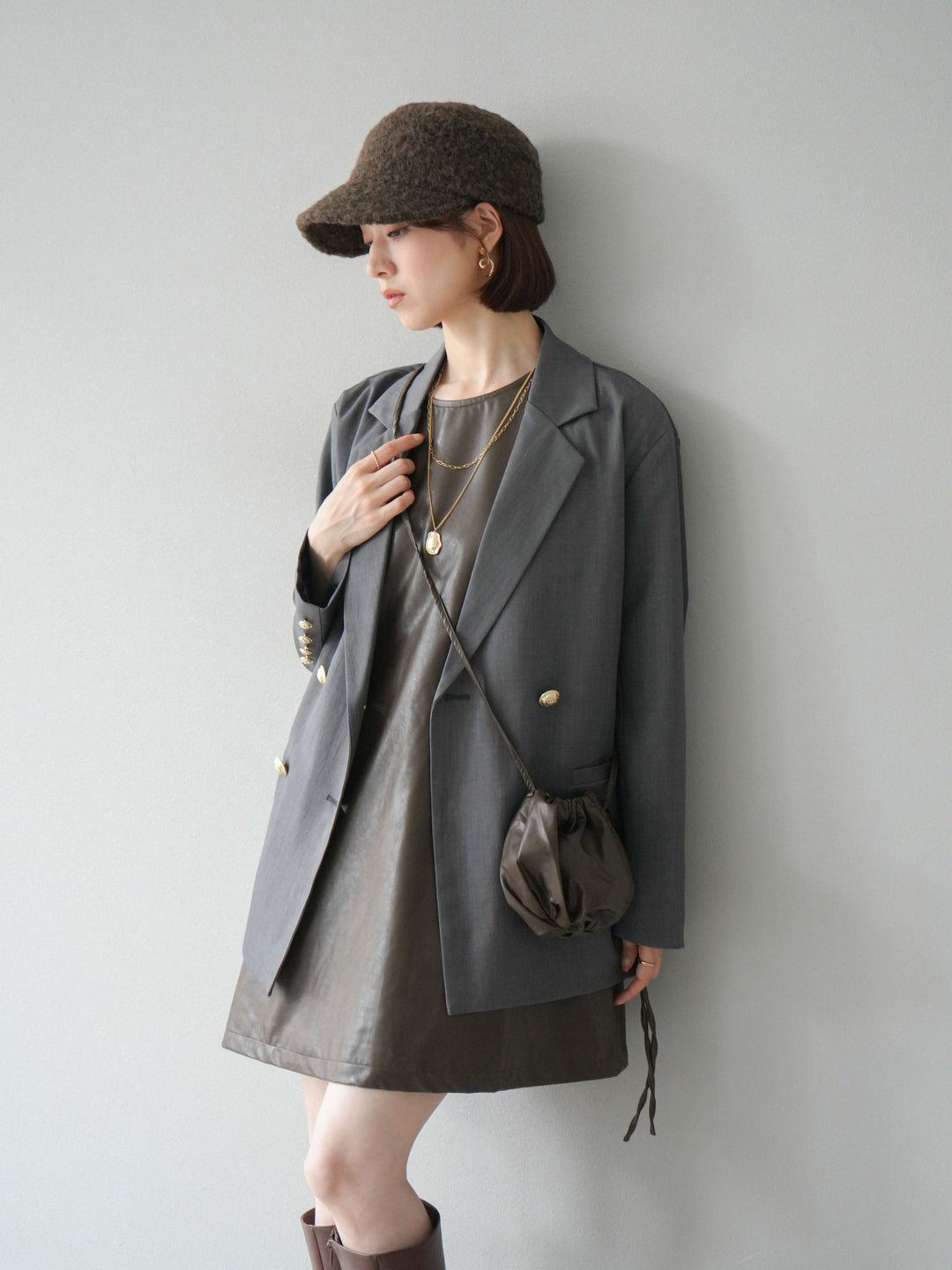 [予約]ウールタッチキャスケット/ブラック