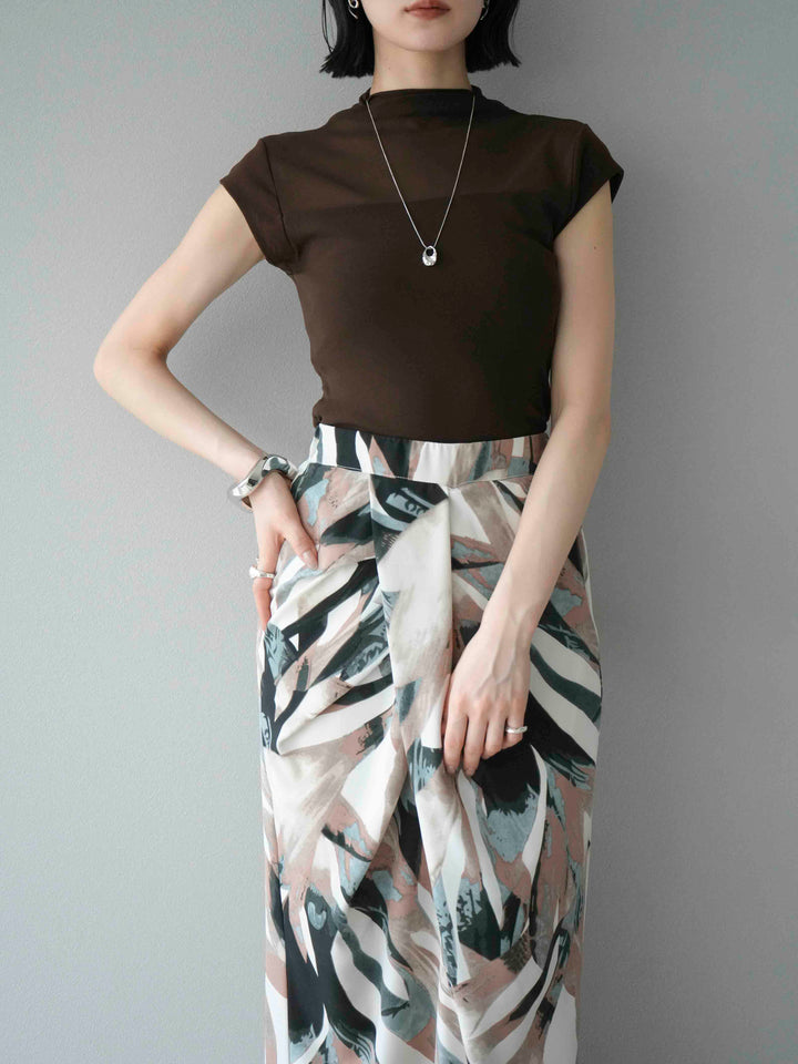 [預訂] 透明切換彈性上衣/棕色