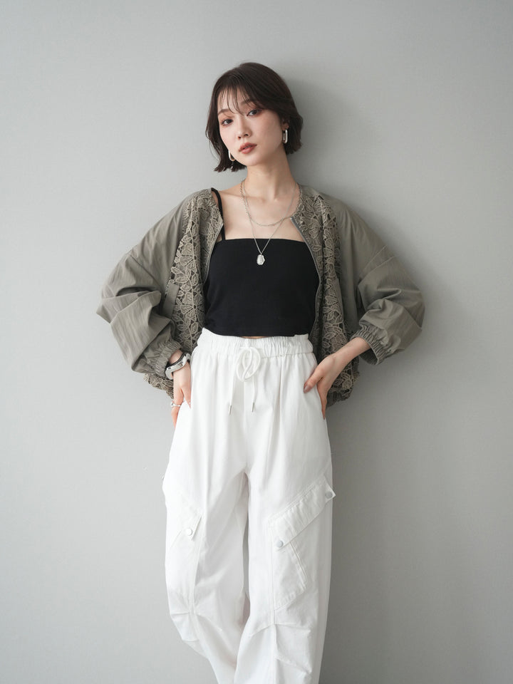 [予約]レースドッキングブルゾン/olive