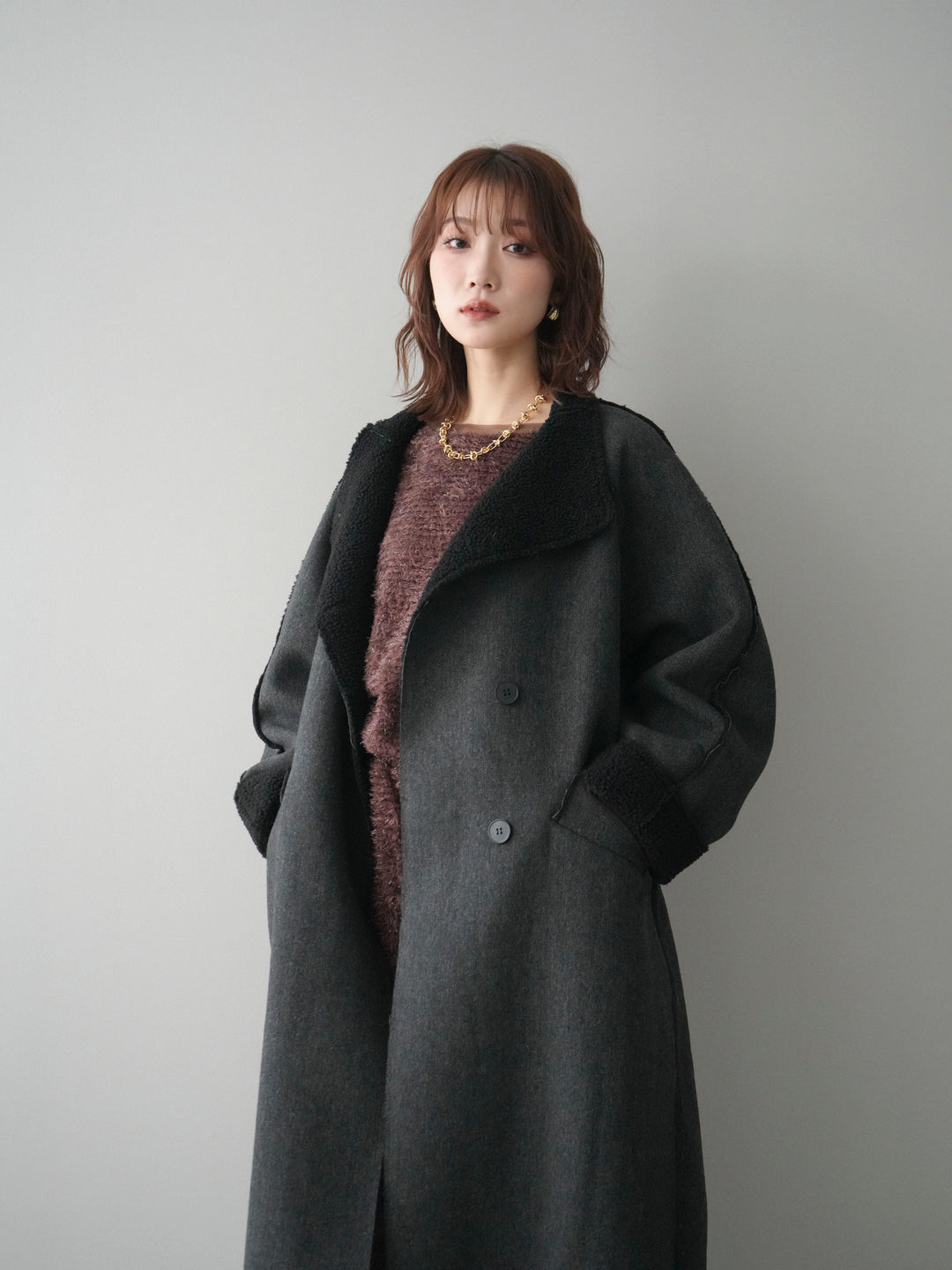 [予約]アウトシーム裏ボアコート/black