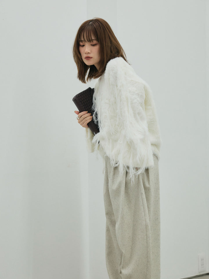 [予約]フェザーフリンジシャギーニットプルオーバー/white
