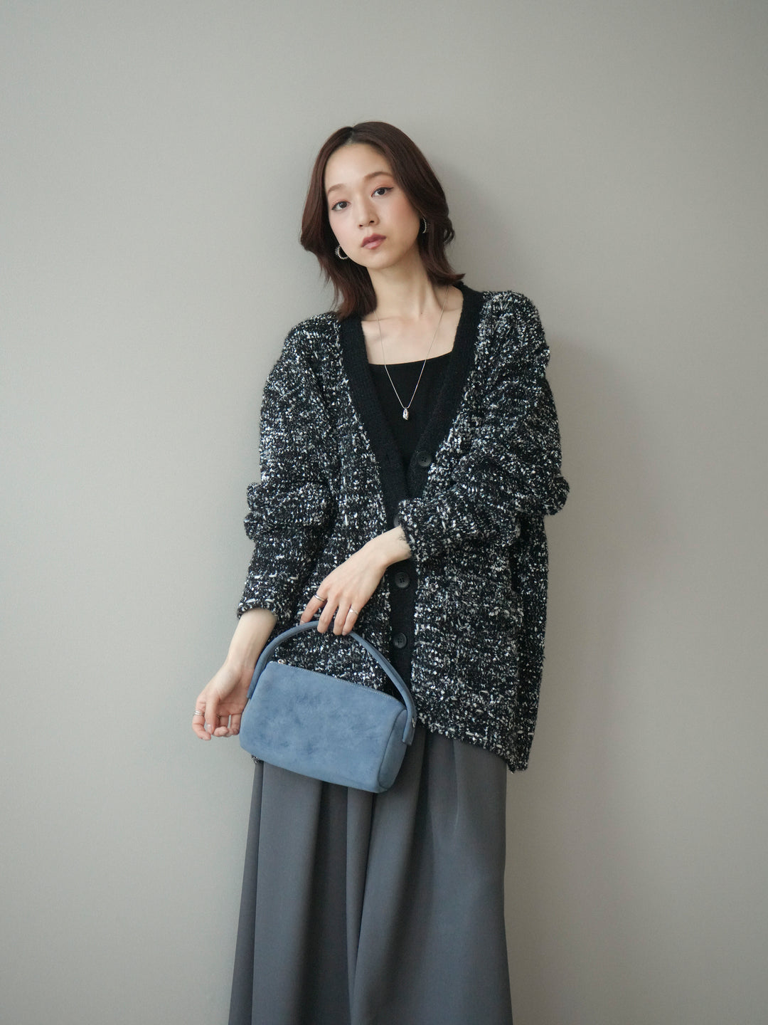 [SET]モールネップニットカーディガン+選べるアクセセット(2set)