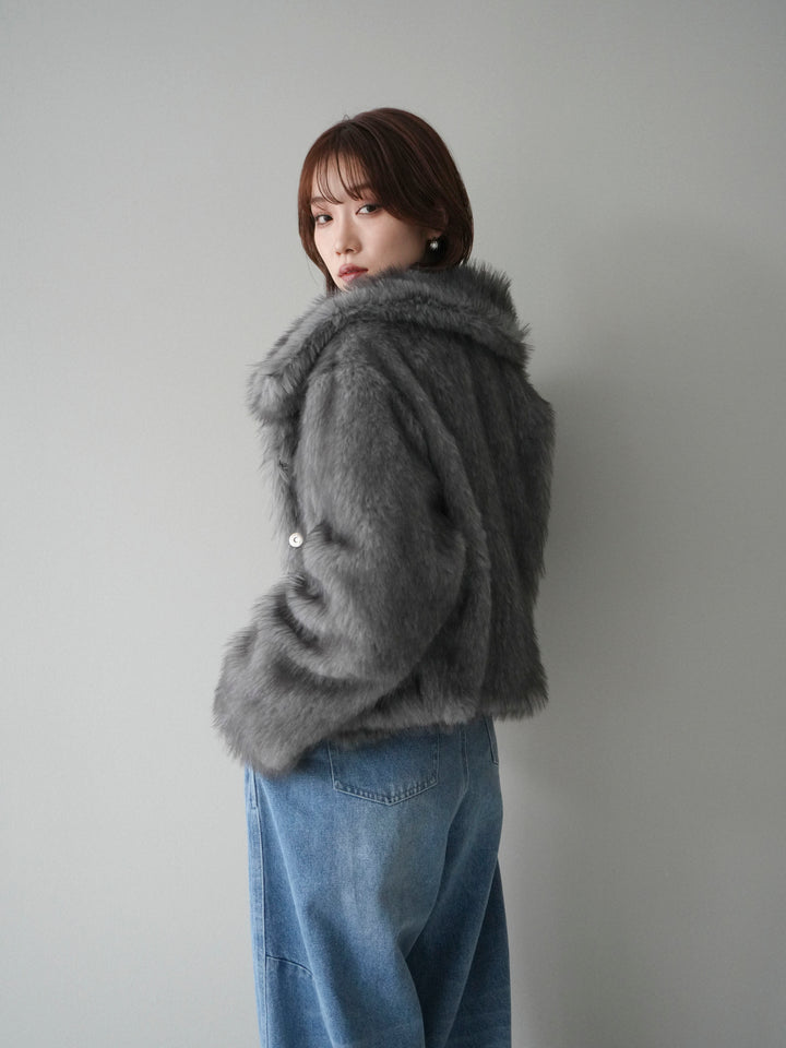 [20%オフ]MIXファースタンドネックショートジャケット/gray