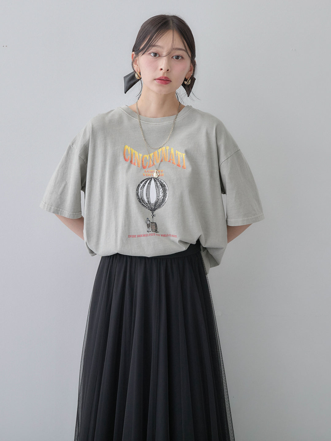 [SET]ヴィンテージライクプリントオーバーTEE+選べるアクセセット(2set)