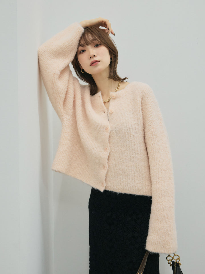 【Allure】[SET]ブークレニットカーディガン+ブークレニットカーディガン(2set)