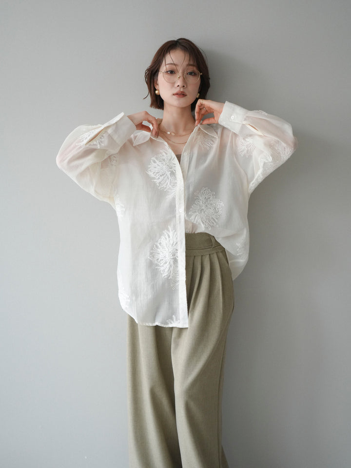 [予約]シアーエンブロイダリーシャツ/ivory