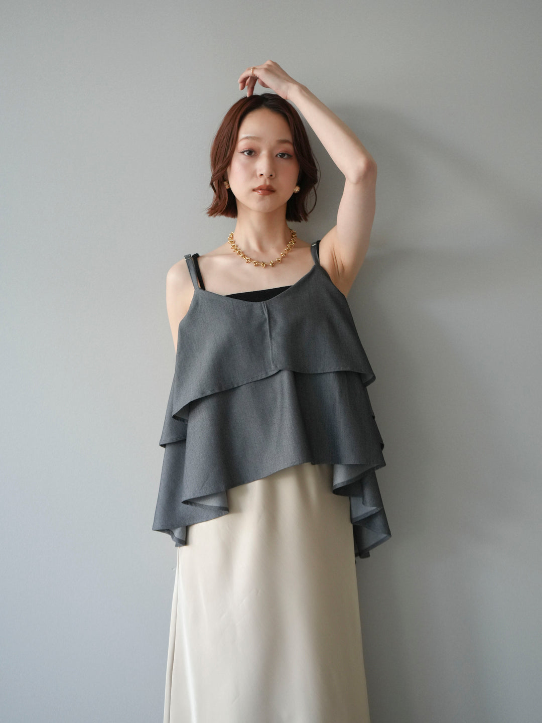 [予約]ティアードキャミソール/black