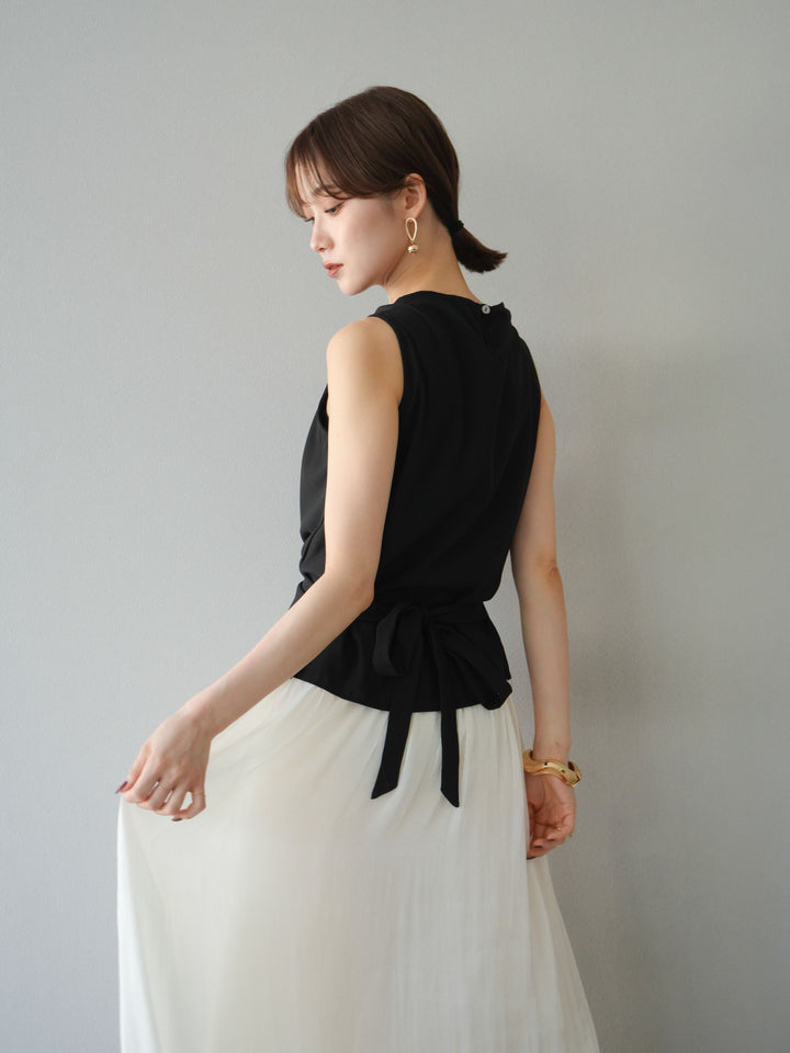 [SET]ノースリーブトップス＆シャイニーフレアスカートSET UP/(2set)