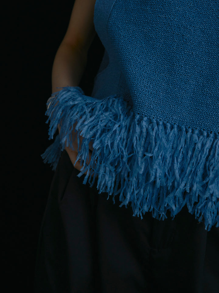 【Allure】[SET]フェザーヤーンニットベスト+タフタワイドカーブパンツ(2set)