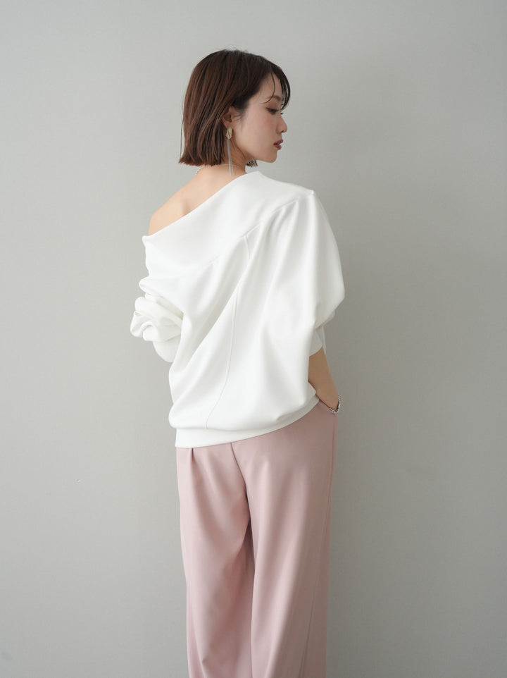 [SET]アシンメトリーオフショルポンチプルオーバー+アシンメトリーオフショルポンチプルオーバー(2set)