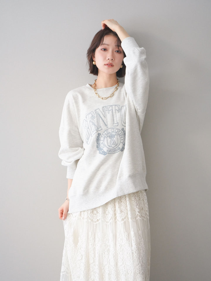[予約]カレッジロゴ刺繍BIGスウェットプルオーバー/lightgray