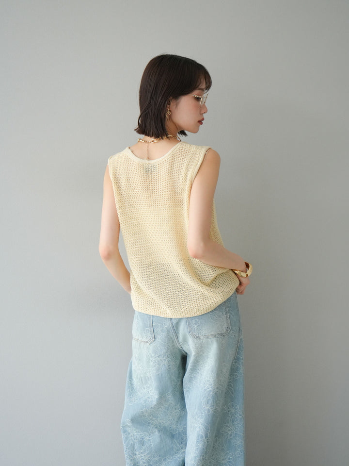 【預購】華夫格針織背心/黃色