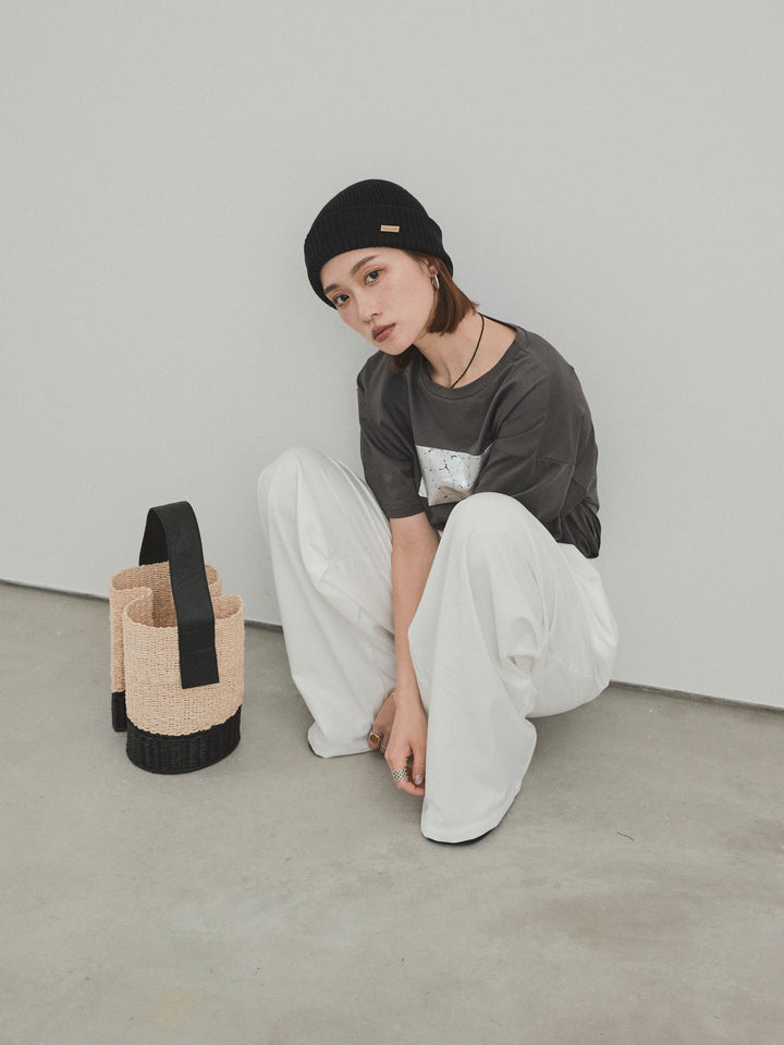 [予約]箔プリントドライタッチコットンTEE /チャコール