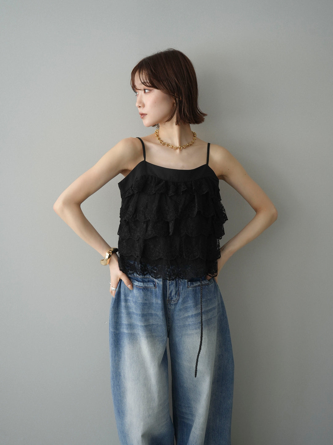[SET]スカラップレースフリルキャミソール+選べるアクセセット(2set)