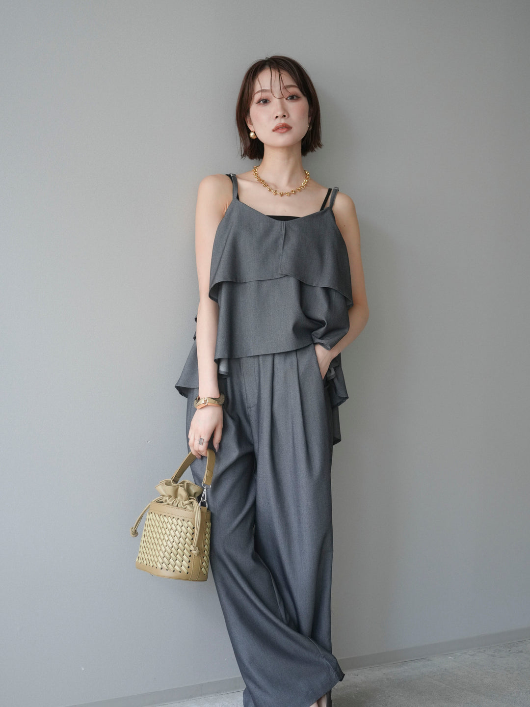 [予約]ティアードキャミソール/black