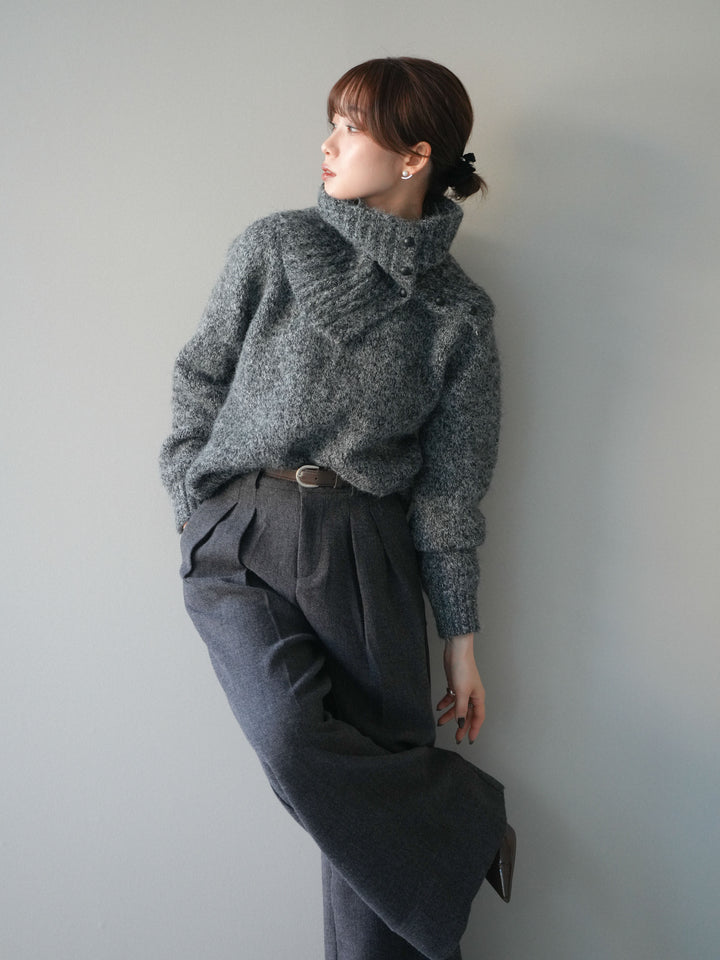 [予約]ネック付MIXニットアンサンブル/gray