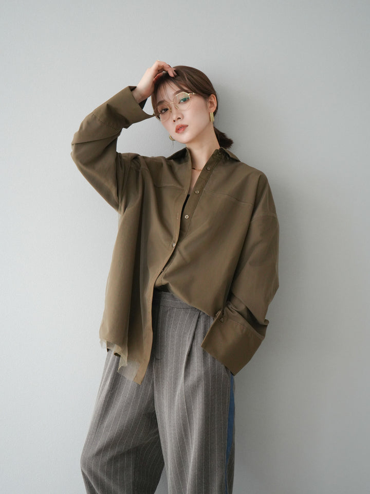 [予約]サイドラインストライプワイドパンツ/ブラウン