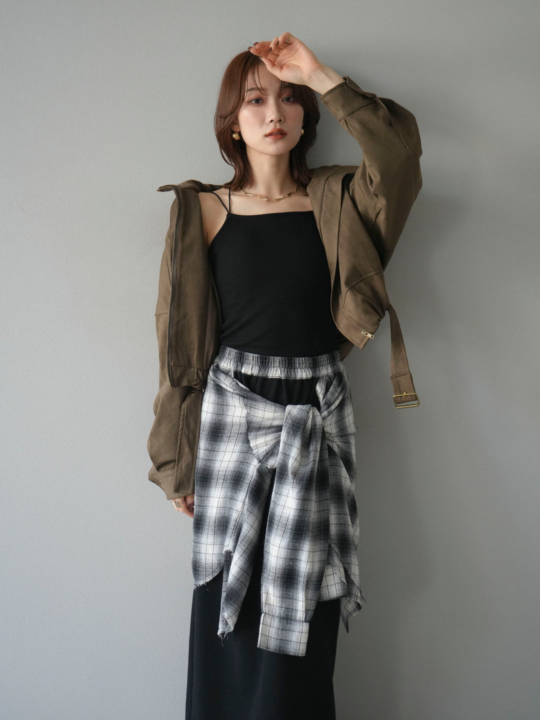 [予約]スエードバルーンショートブルゾン/khaki