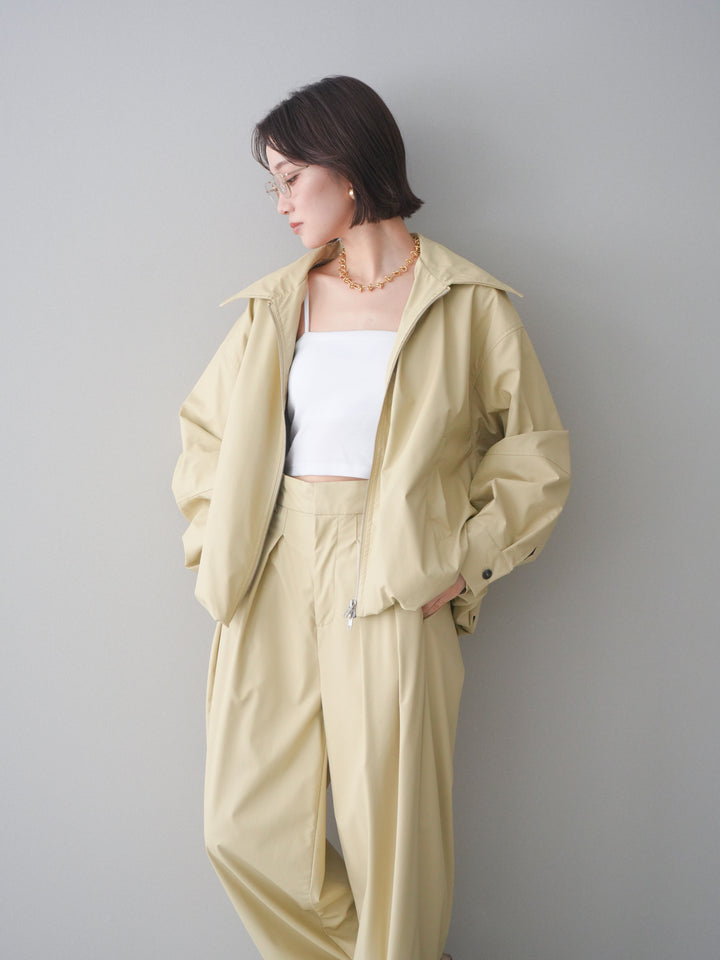 [予約]ウォッシャブルフェイクレザーバルーンジャケット/yellow
