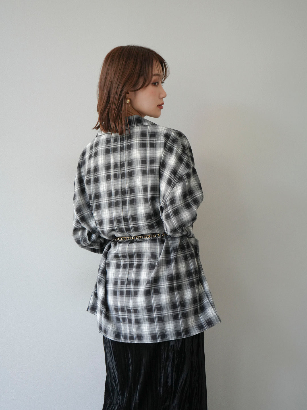 [予約]チェックシャツジャケット/ブラック