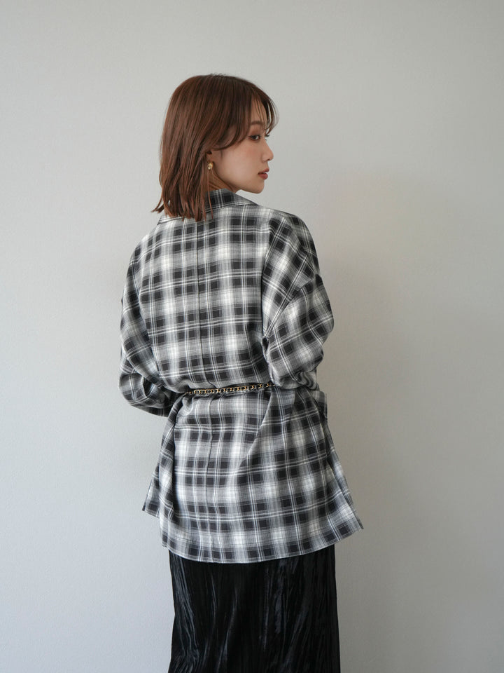[予約]チェックシャツジャケット/ブラック