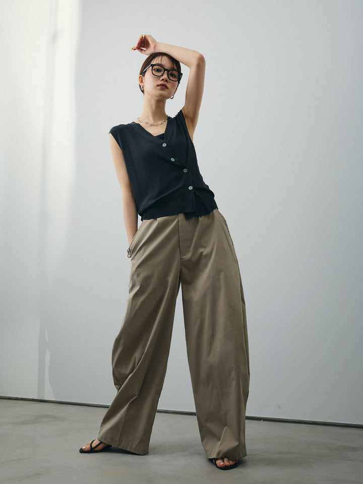 [SET]クールタッチ2WAYデザインニットベスト+コクーンワイドチノパンツ(2set)