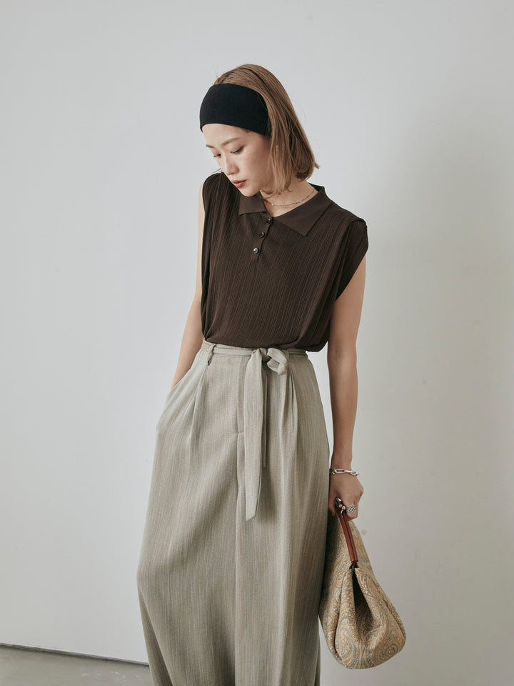 [予約]ランダムリブポロニットベスト/ブラウン