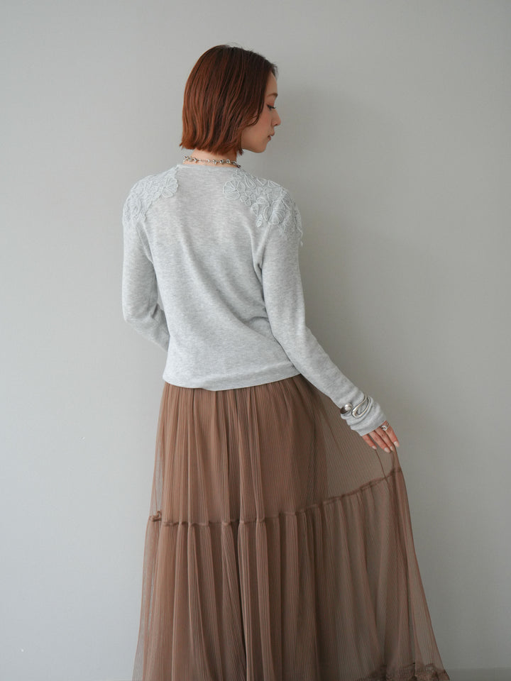 [SET]ショルダーレースニットカーディガン+ショルダーレースニットカーディガン(2set)