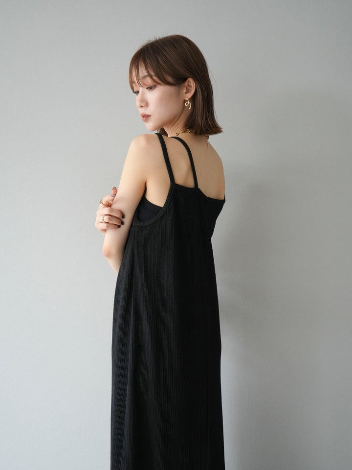 [予約]バイカラーレイヤードキャミワンピース/ブラック