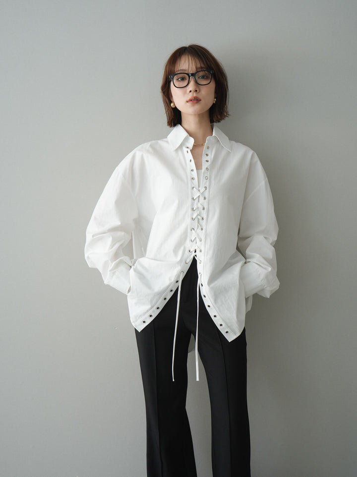 [SET]レースアップブロードシャツ+選べるアクセセット(2set)