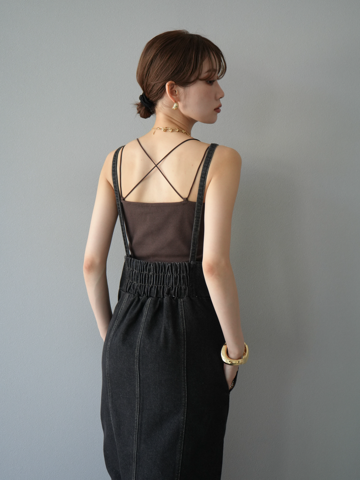 【預購】不對稱牛仔洋裝/黑色