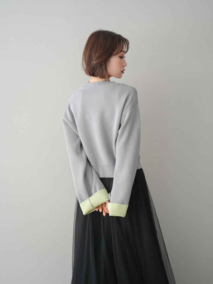 [SET]レーヨンポリダブルフェイスニットカーディガン+チュールボリュームスカート(2set)