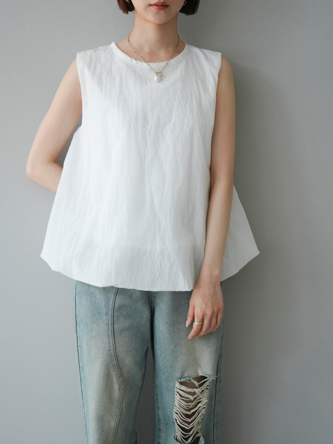 [予約]ワッシャータフタバルーンブラウス/オフ