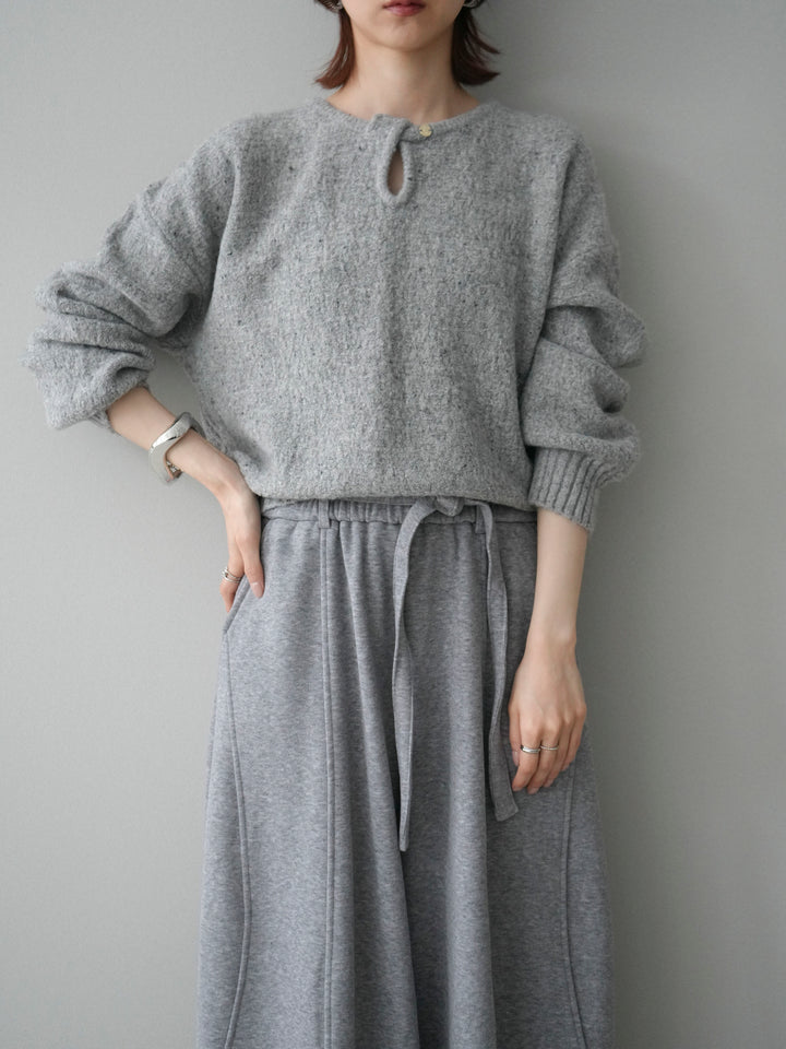 [予約]ツイストネックラメネップヤーンニットプルオーバー/gray