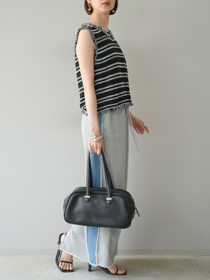 [予約]デニムドッキングスウェットスカート/グレー