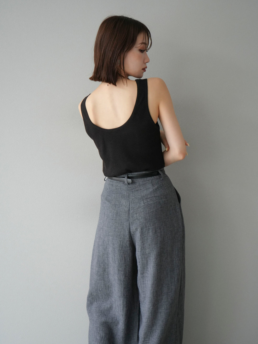 [予約]レーヨンニットタンクトップ/ブラウン