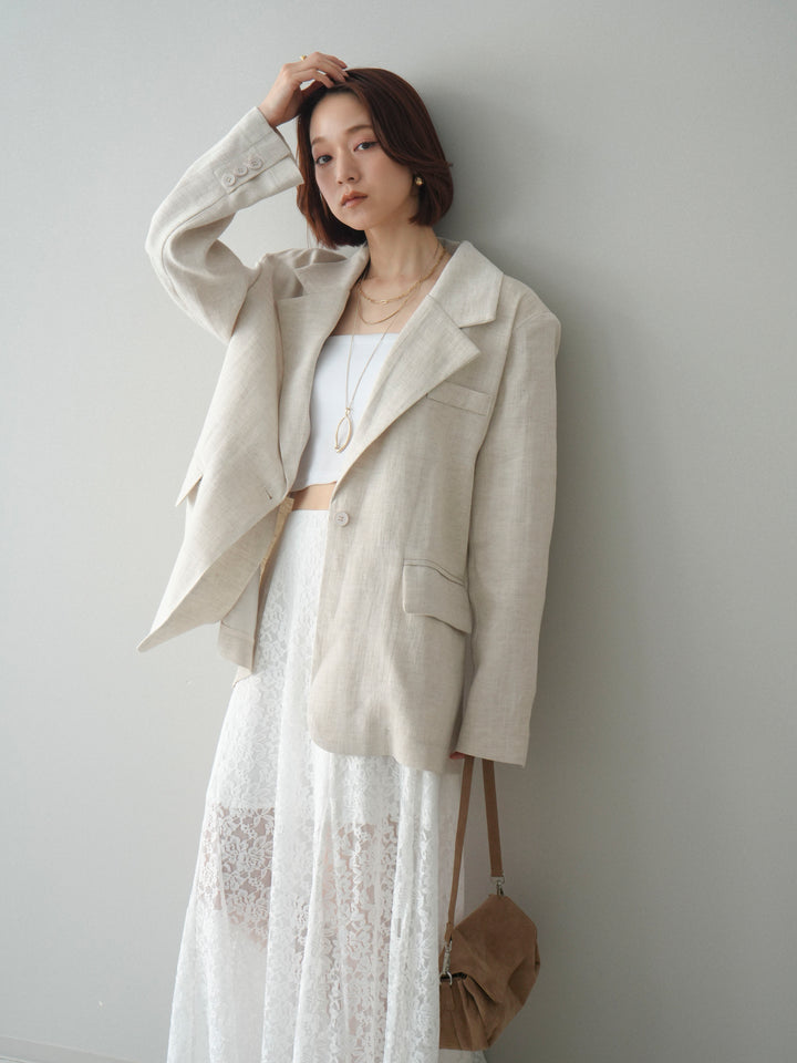 [予約]リネンタッチオーバージャケット/ivory