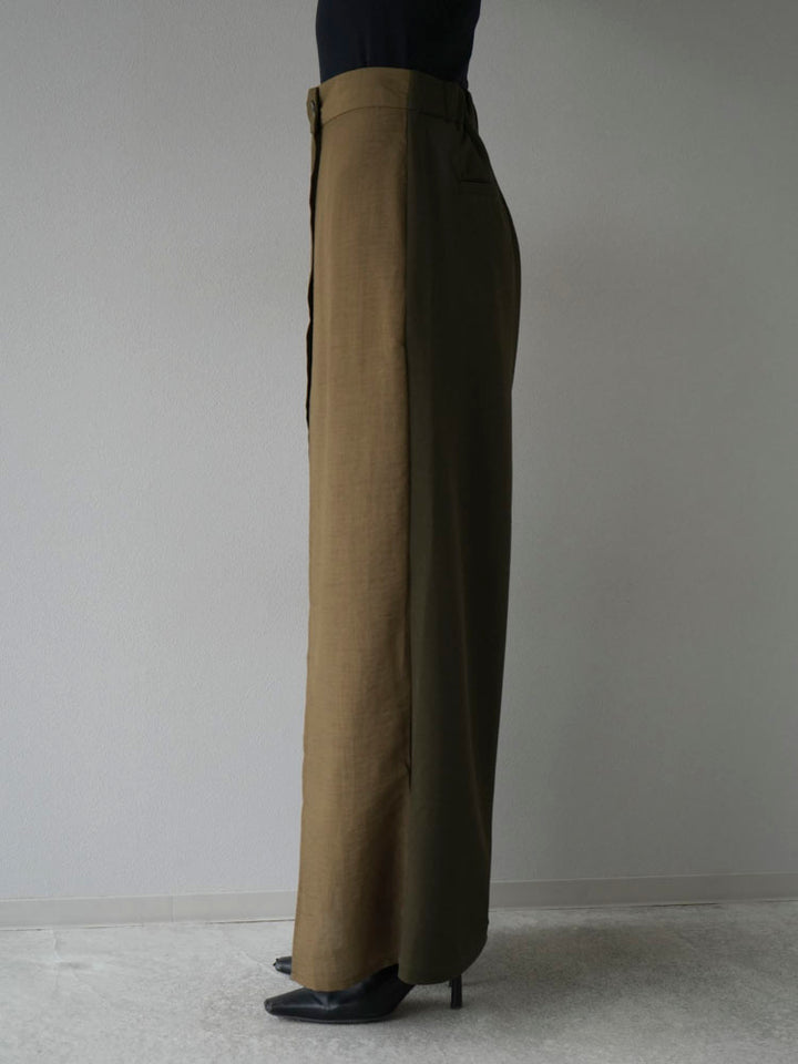 [Pre-order] Mixed material layered wrap design pants/khaki