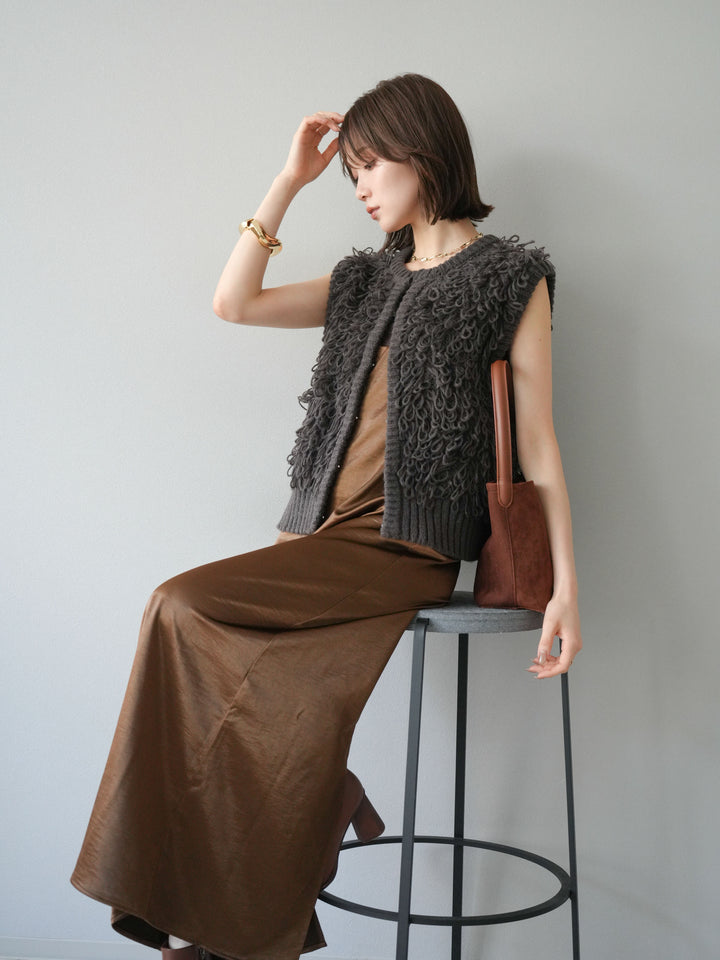 [予約]サテンキャミワンピース/ブラウン