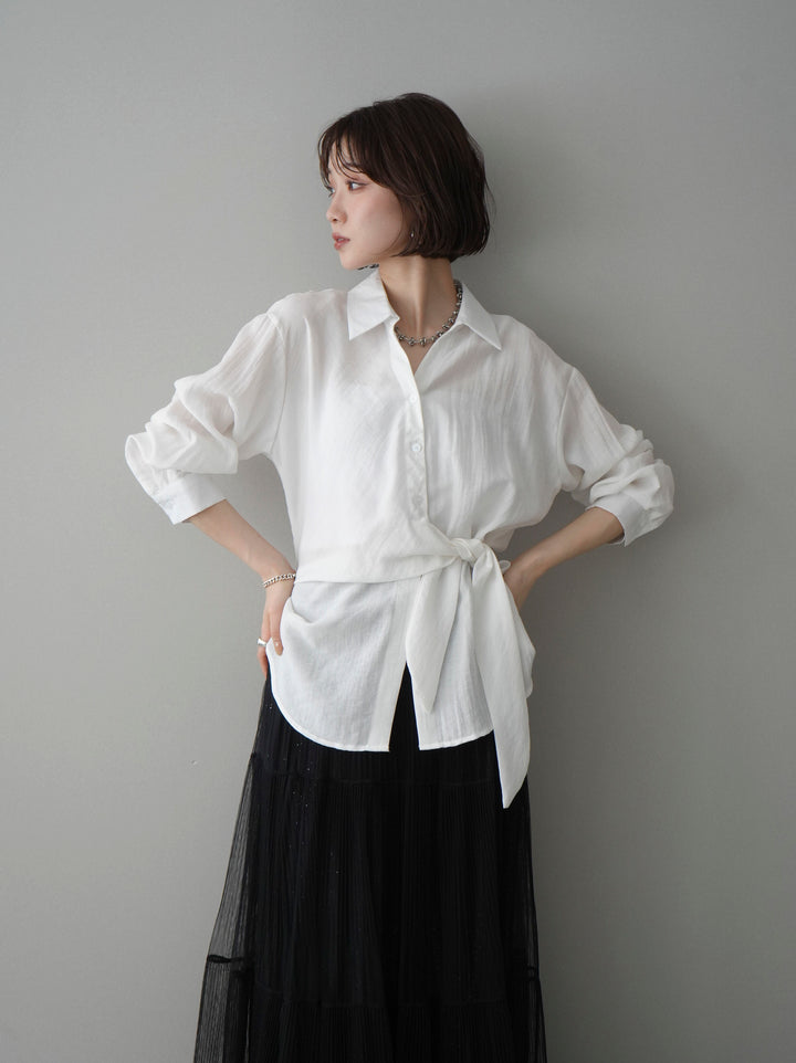 [予約]フロントアシンメトリーブラウス/white