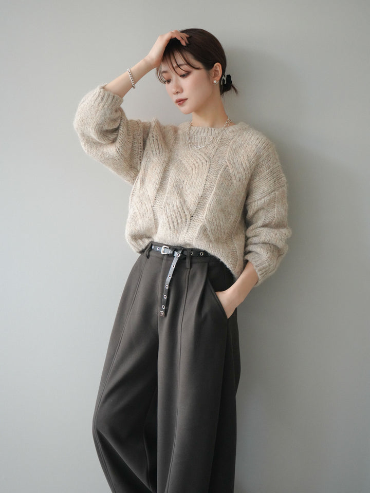 [予約]ワイドケーブルミックスニットプルオーバー/ivory