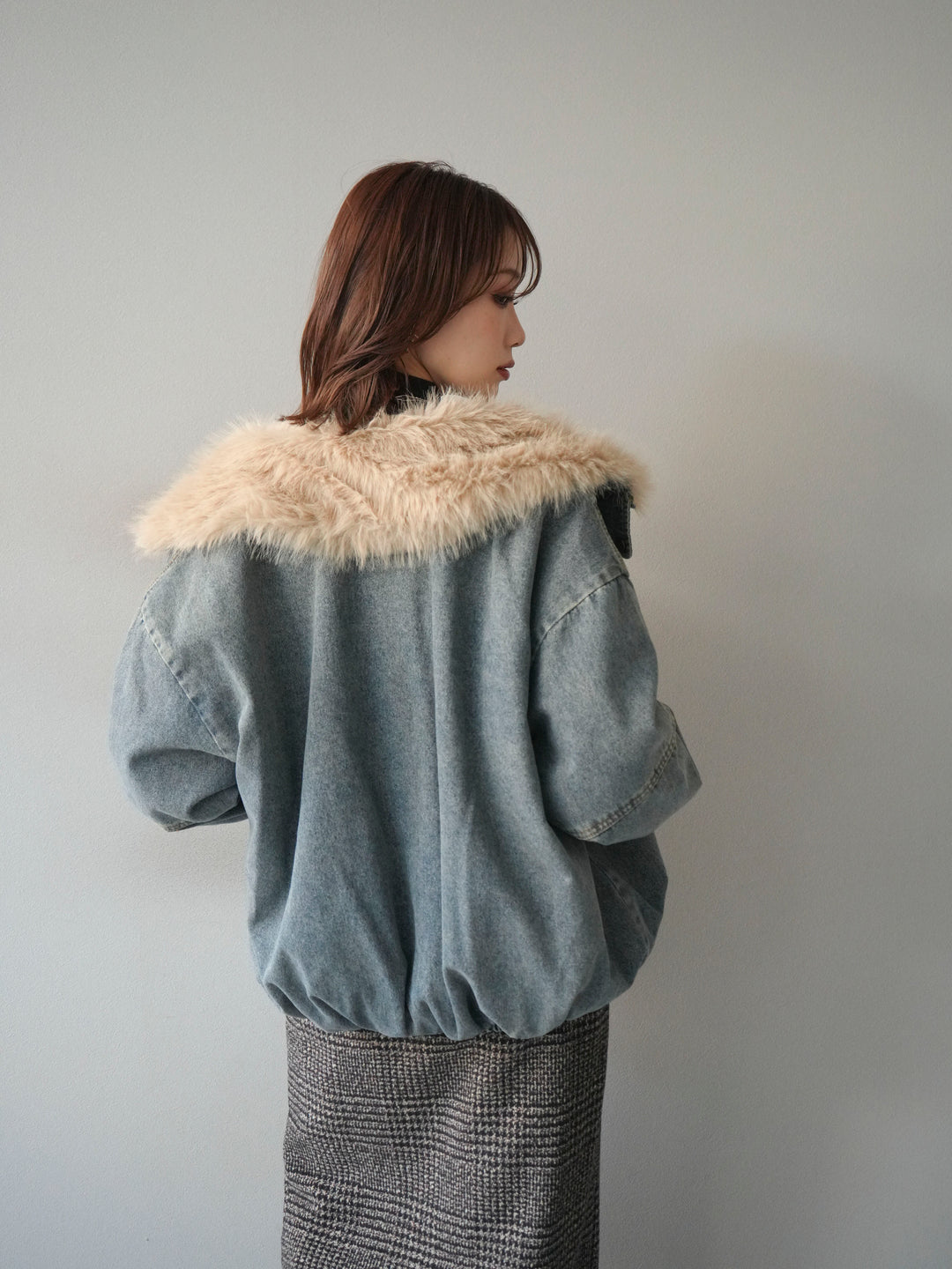 [SET]デニムxファーブルゾン+選べるアクセセット(2set)