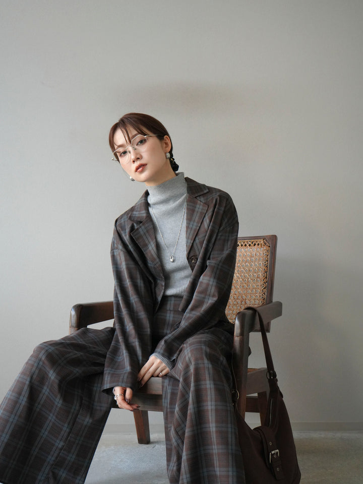 [SET] 格紋短外套+格紋休閒褲（2件組）