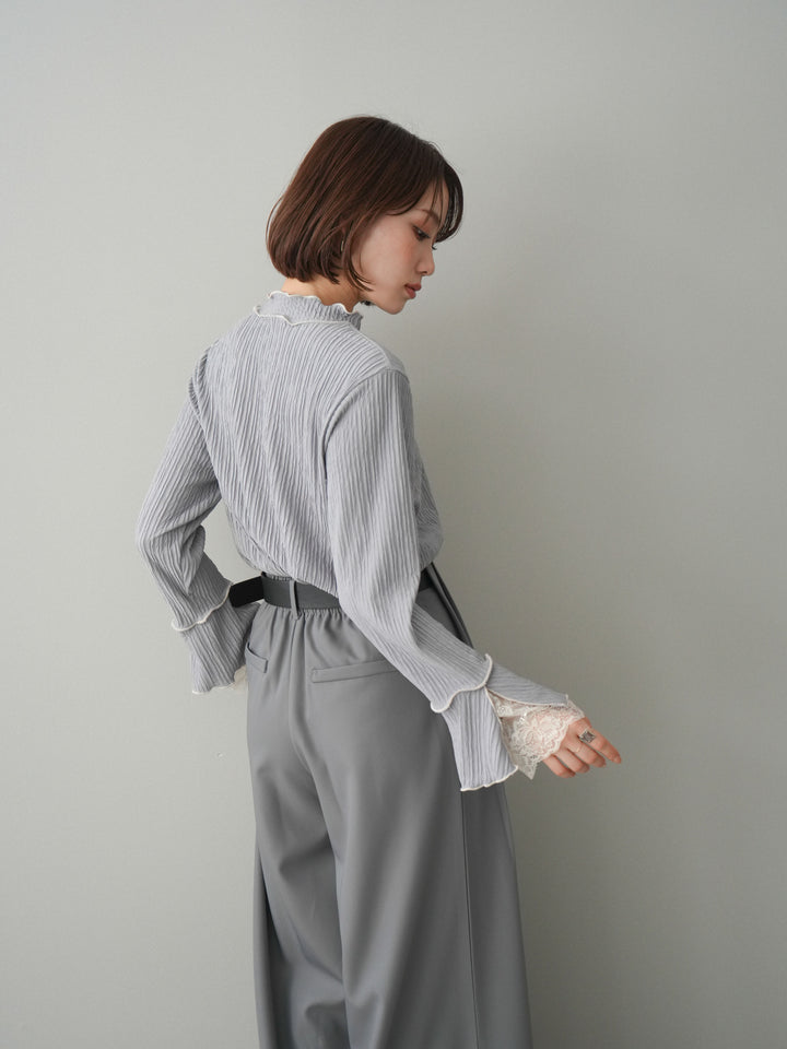 [予約]袖レース楊柳メロートップス/lightgray