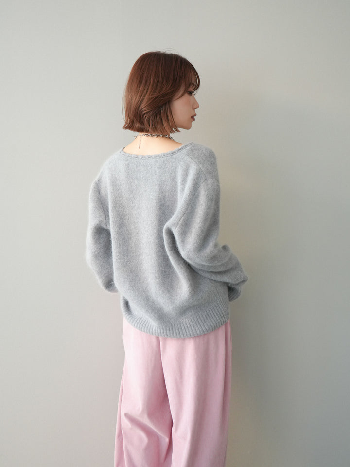 [SET]くるみボタンニットカーディガン+コーデュロイサイドタックコクーンパンツ(2set)